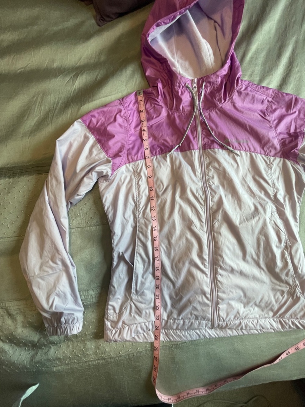 Columbia Women's Lilac & Pink Hooded Lined Windbreaker Jacket size M - Picture 10 of 11